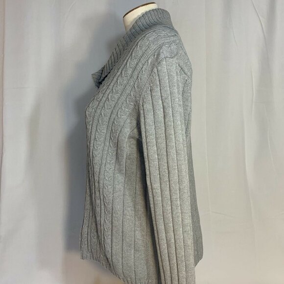 KAREN SCOTT Women Gray Knit Sweater (Size Large) SHAWL-COLLAR - Picture 3 of 7